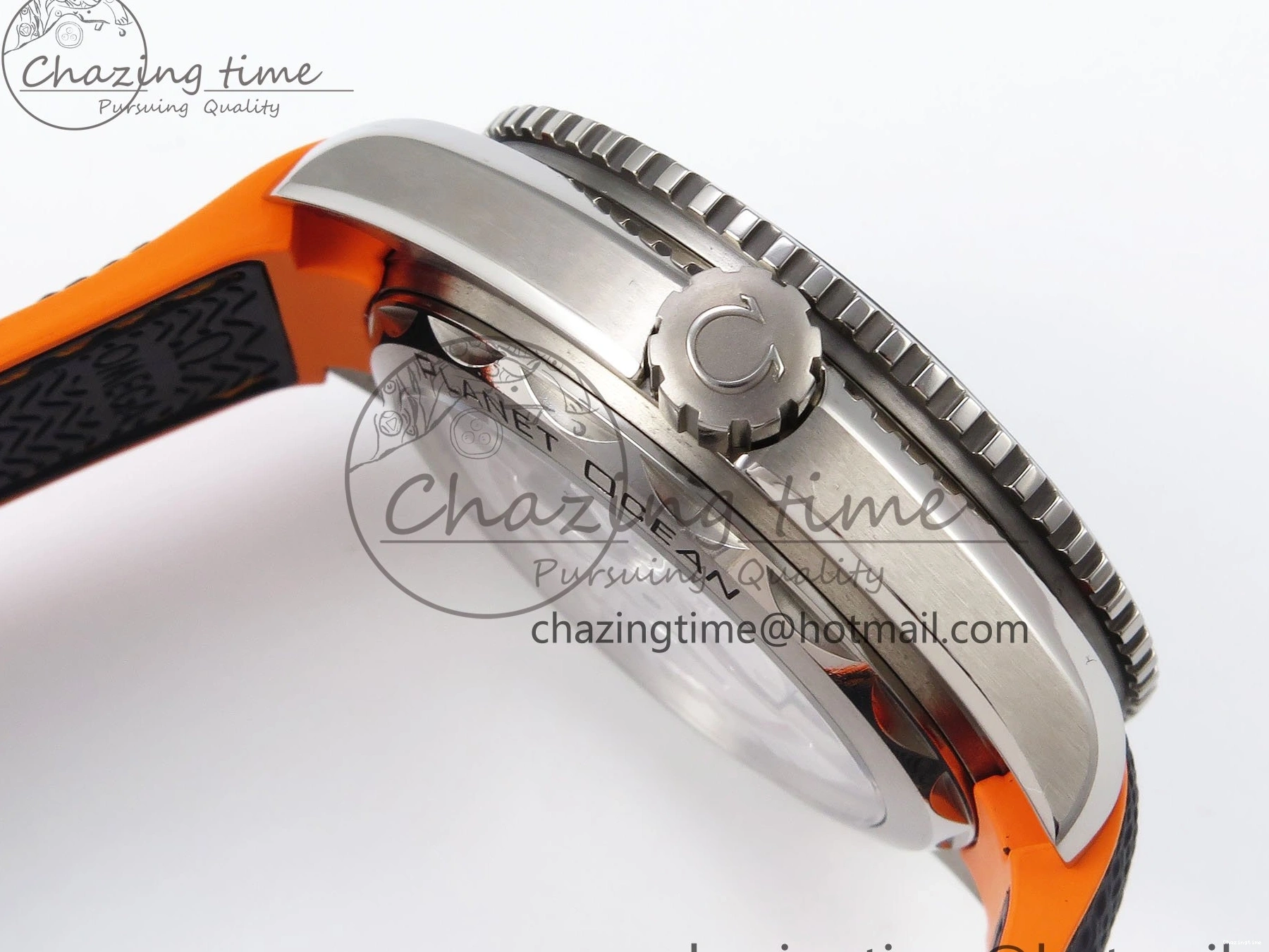 0415 Comfortable Planet Ocean 43.5mm SS VSF 1:1 Best Edition Black Orange Bezel Gray Dial on Nylon Strap A8900 Super Clone V 7730